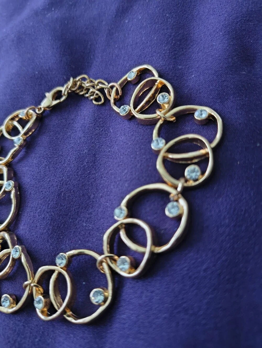 Beautiful Rose Gold Plated CZ Circle Pattern Bracelet. Estate Find. Adjustable
